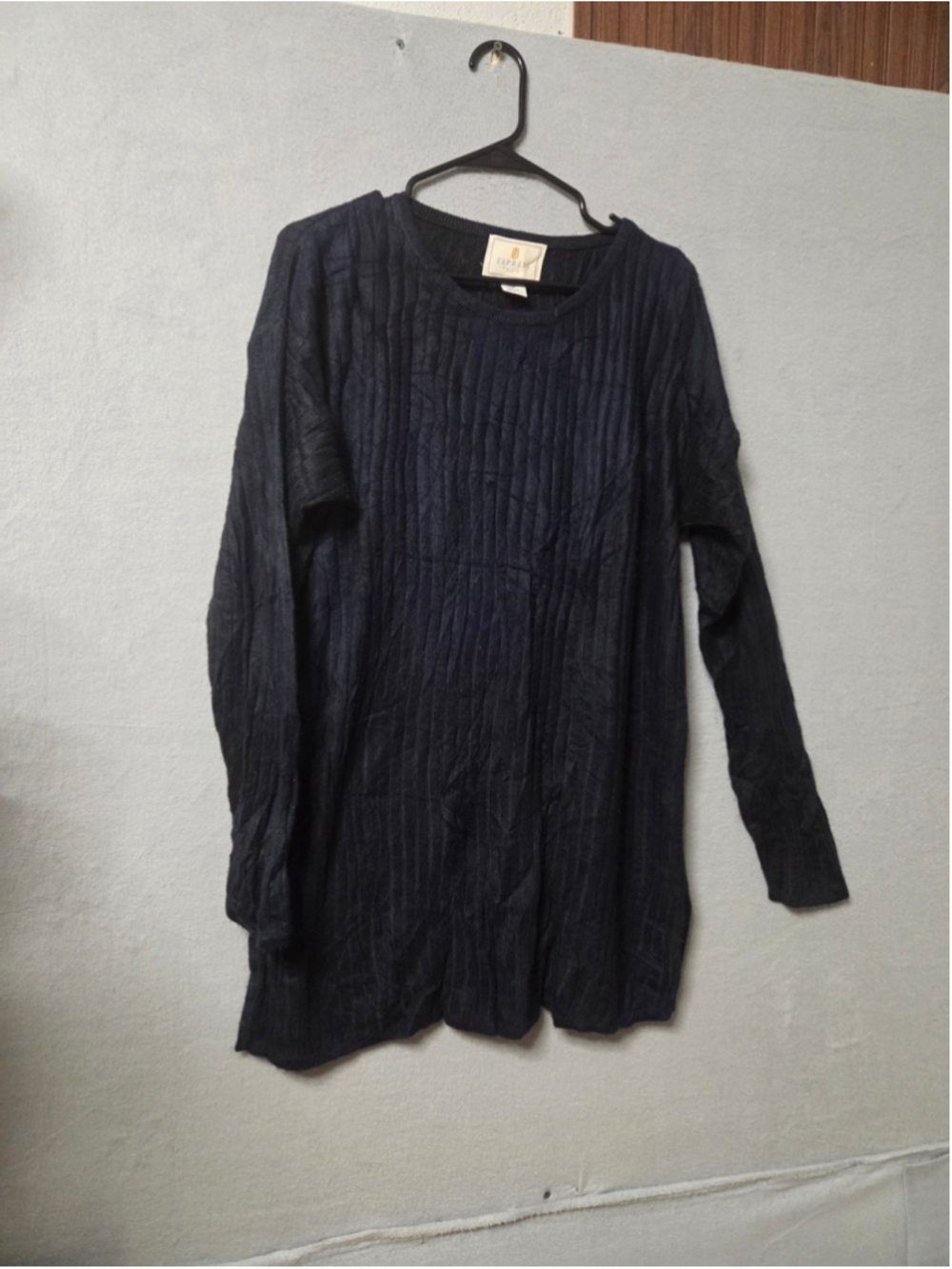 Women's Express Tricot Black Ribbed Knit Crew Neck Sweater Size M